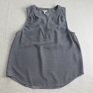 Joie Women's Black White Striped V-Neck Sleeveless Tank Top Size S